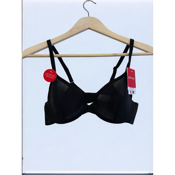 SPANX Sheerflex Fit To You Bra Size Small D-DD Very Black Demi Sheer Molding NEW - Picture 1 of 6